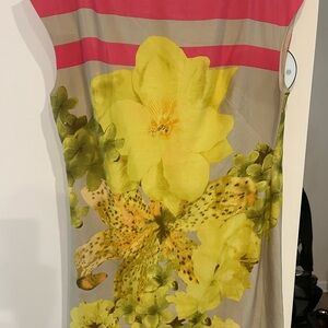 Gabby Skye Floral Dress with Pink and Yellow Accents